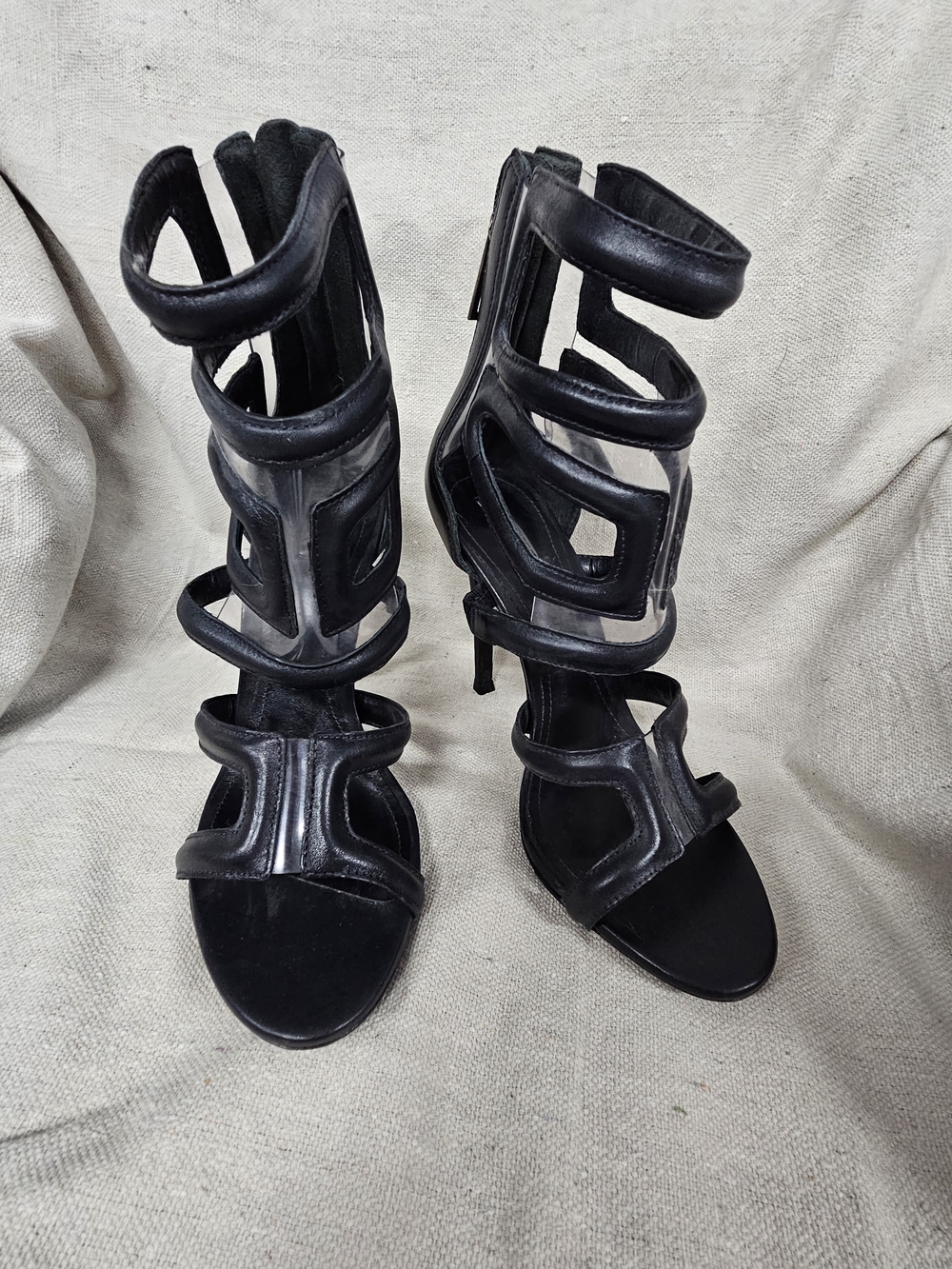 SCHUTZ Black Cutout Gladiator High-Heel Sandals Size 8
